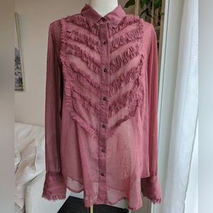 Free People Lacey Ruffled Tuxedo Blouse